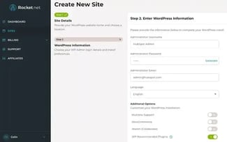 how to install wordpress at rocket.net.