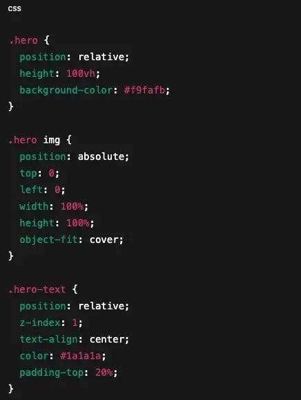 how to style a hero image with css