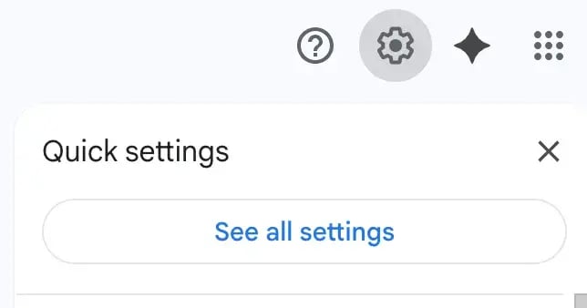 how to whitelist an email in gmail open gear icon and select “see all settings”