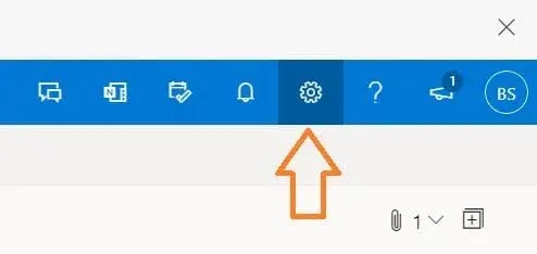 how to whitelist an email in outlook select gear icon.