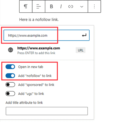 Adding Nofollow links in WordPress