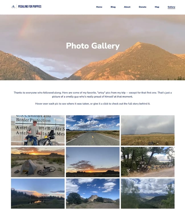 photography blog gallery page example