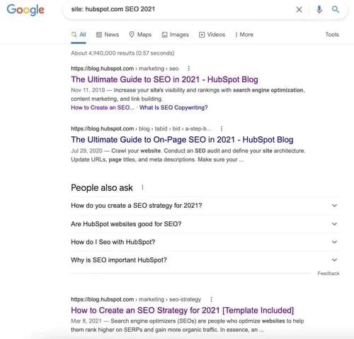 Site search step 2: type in the search bar: site:www.website.com/ search term