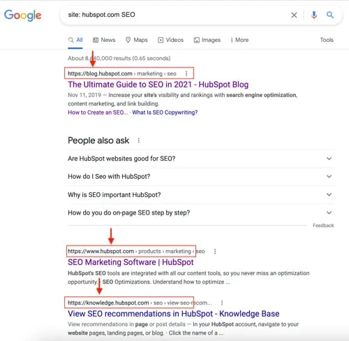 Site search Google example 