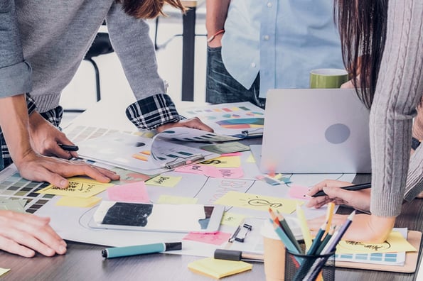 Marketing team learning how to make an ad