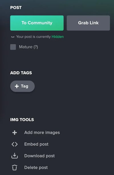 grab link button in imgur to share html image link