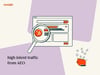high intent traffic from AEO with magnifying glass over website next to piggy bank