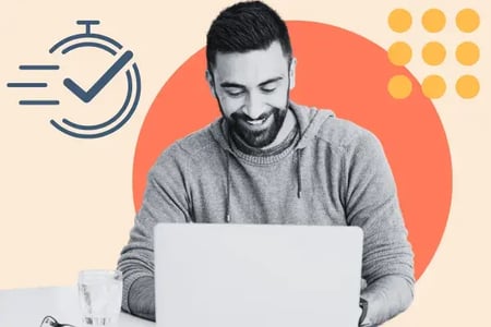 man reading a website speed optimization guide on a laptop