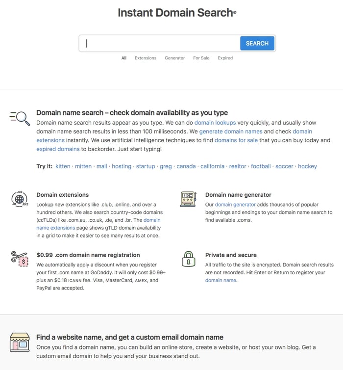 Instant Domain Search