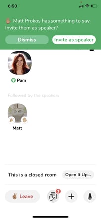 Notification that friend has requested to speak on Clubhouse