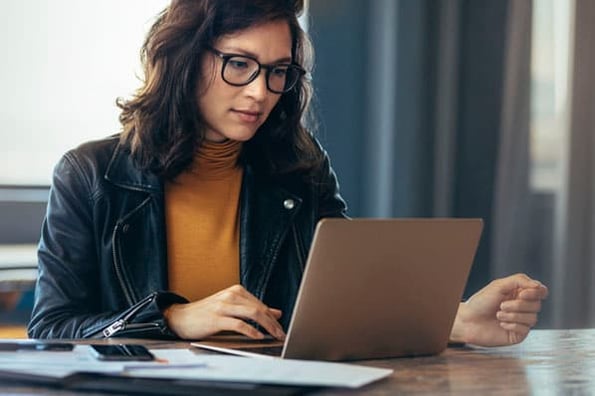 Marketer drafting her first creative brief for a project