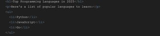 html, list of langauges