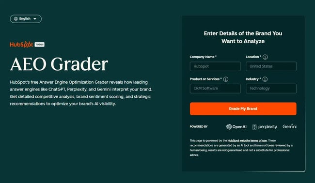 hubspot aeo grader for tracking llm visibility, ai website optimization