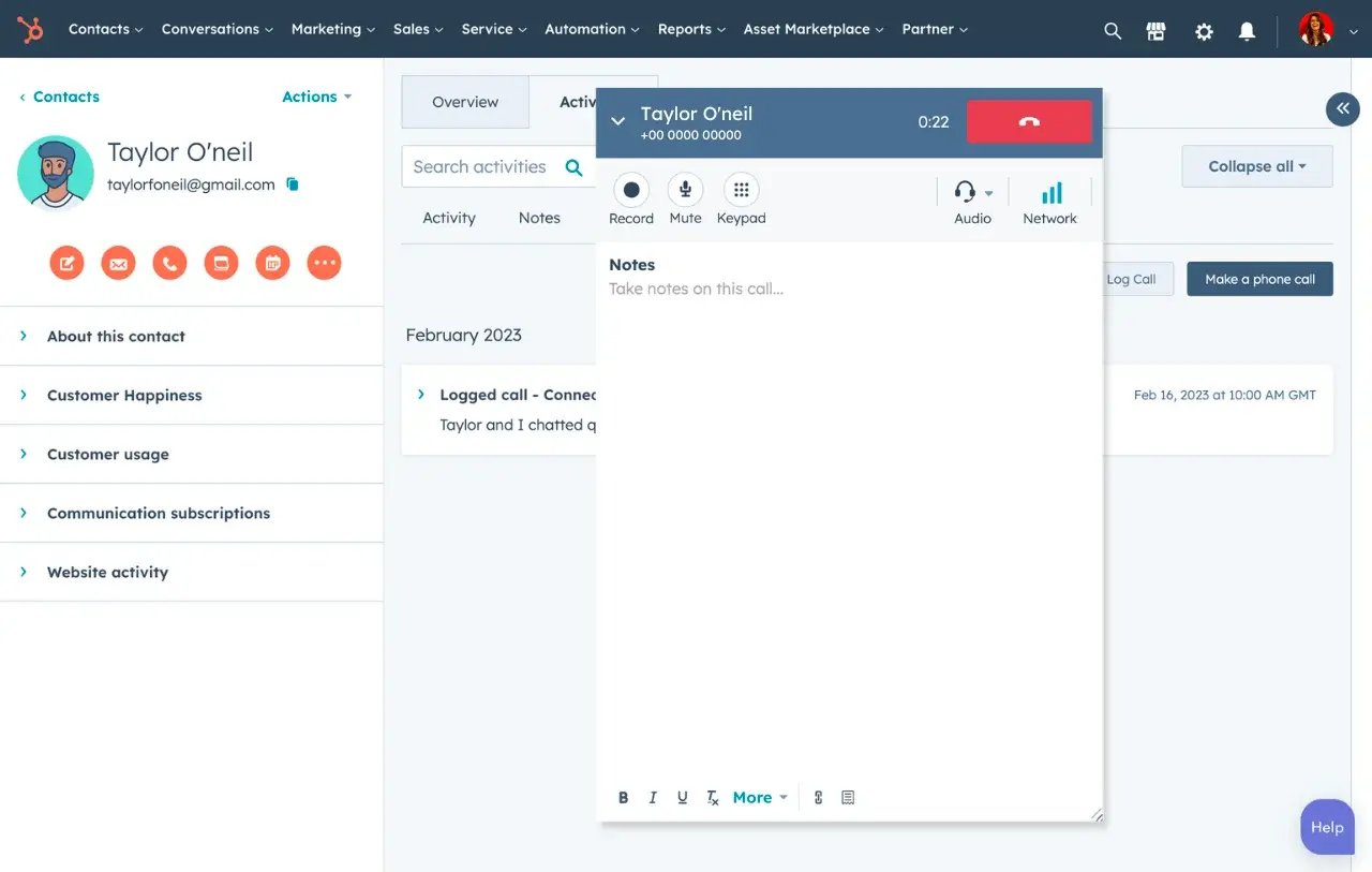 hubspot call tracking software