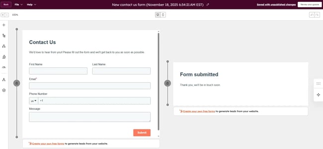 hubspot contact form template