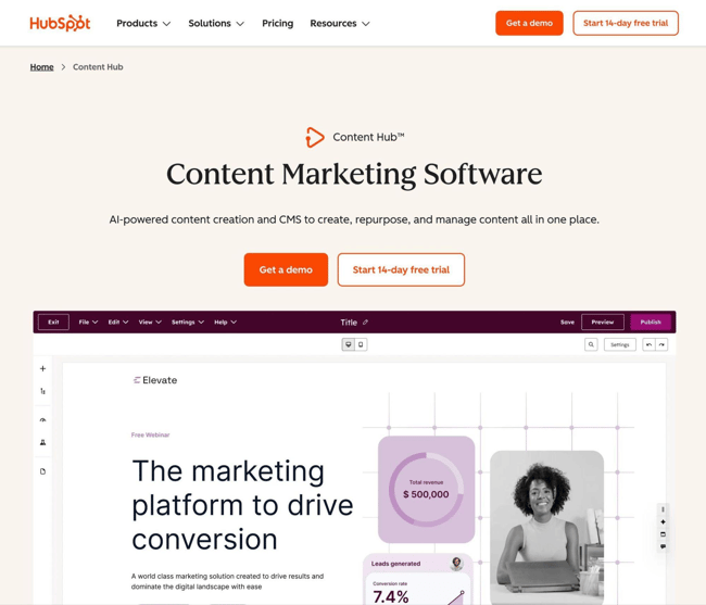 hubspot content hub is one of the best overall ai content marketing tools