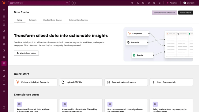 hubspot data hub interface, customer data collectoon software
