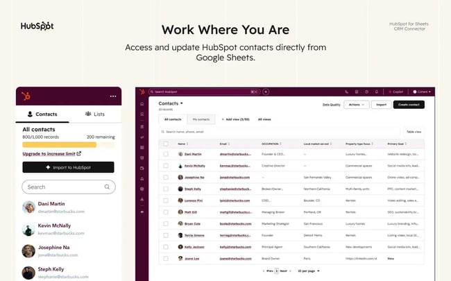 software system integration example, hubspot and google sheet