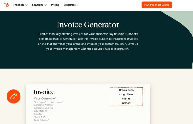 hubspot free invoice generator, lead generation example