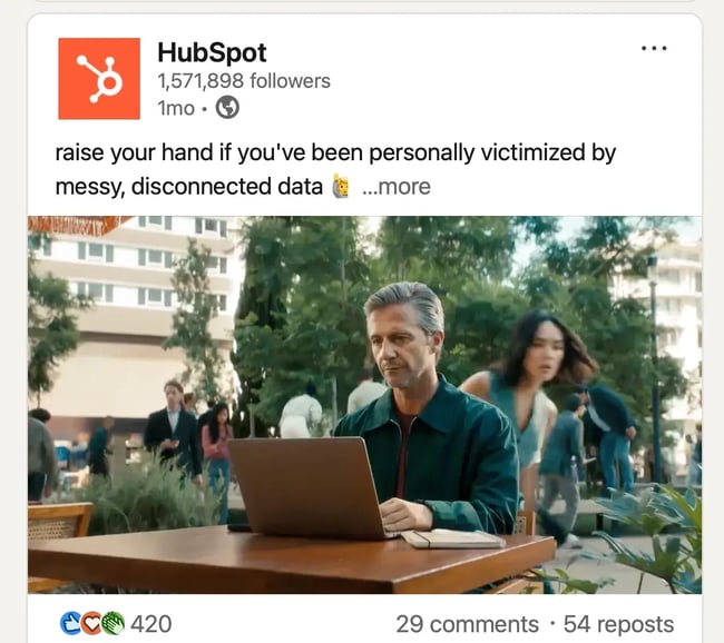 hubspot linkedin post, demand generation example