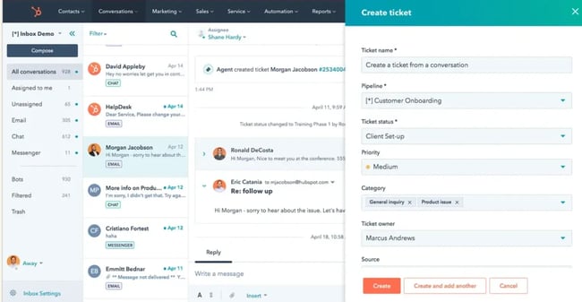 hubspot service hub, support ticketing system