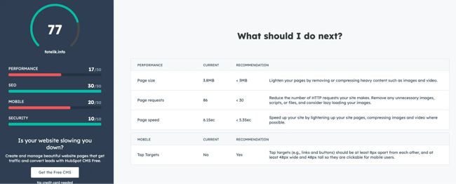 hubspot website grader — seo site analysis software