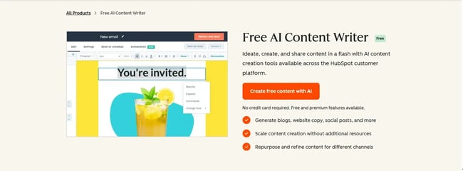 hubspot’s breeze ai content generator, free ai content writer