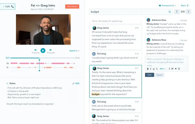 hubspot’s sales scheduling software offers conversation intelligence for improved sales calls.