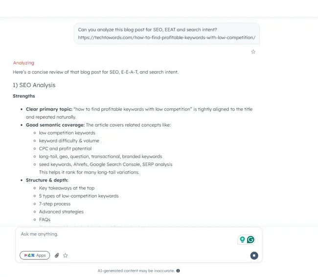 hubspotbreeze nlp query, ai web analysis