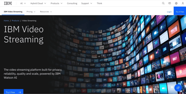 ibm video streaming homepage, ibm