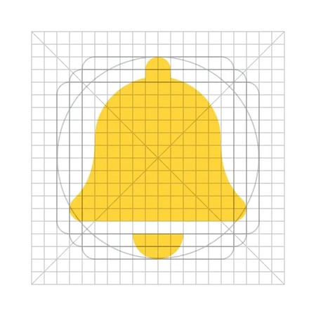 a bell icon on a grid layout