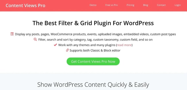 WordPress filter plugin, example from Content Views