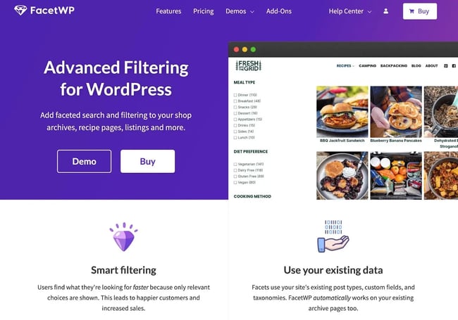 WordPress filter plugin, example from FacetWP