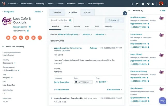 image from hubspot’s lead management software highlighting one of the best lead generation tools for b2b