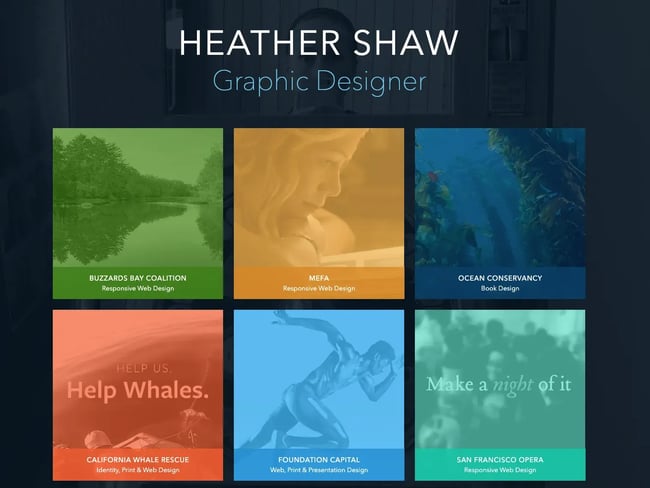 image showcasing Heather Shaw��s online portfolio