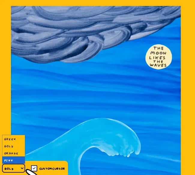 image showcasing the options to customize David Shrigley��s online portfolio