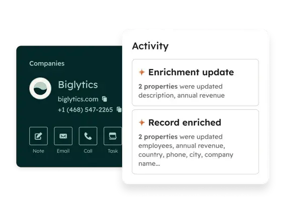 image showing automated data capture in hubspots sales workspace
