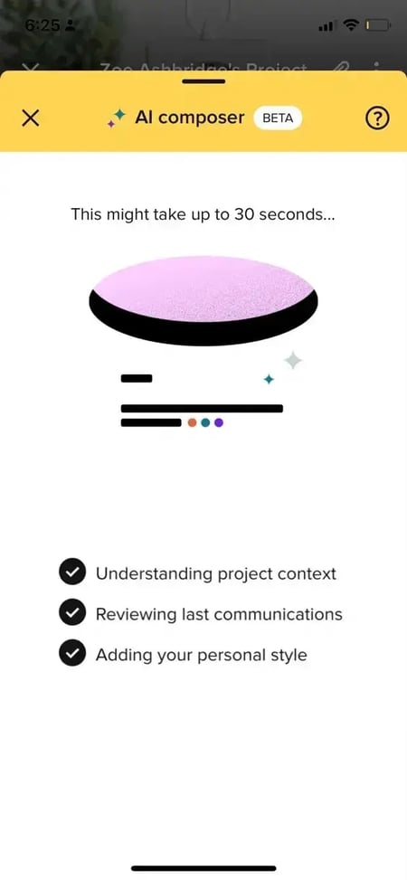 image showing composing an autoresponse using honeybook generative ai crm
