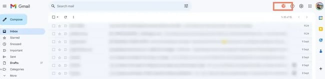 image showing gmail inbox for browsers with hubspot extension