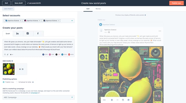 Programar redes sociales con HubSpot