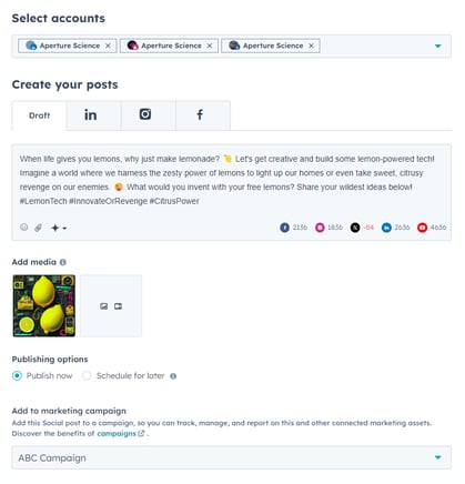Crea un post con hubSpot y programa redes sociales