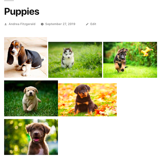 Images in an uneven row without creating WordPress gallery