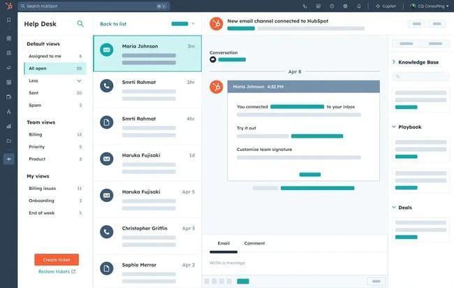 Customer success in SaaS tool: Interface of HubSpot CRM