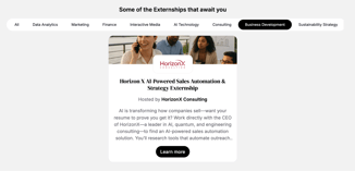 a screenshot showcasing information about extern’s horizonx ai-powered sales automation and strategy externship