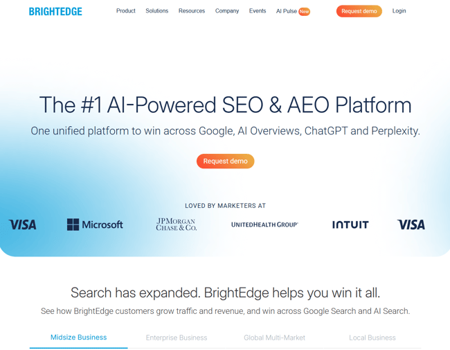 enterprise seo tool, Brightedge’s website