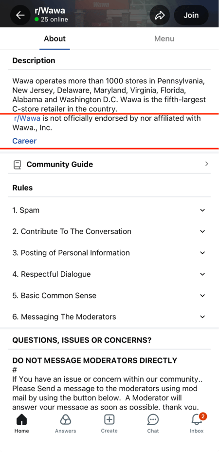 a screenshot of a wawa subreddit, showcasing what this looks like for reddit marketers