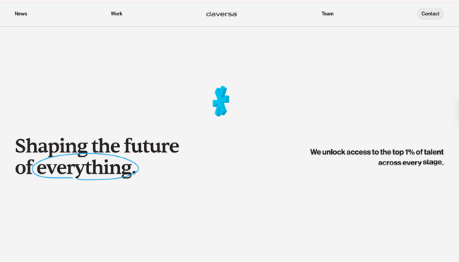 Daversa Partners recruitment website design with a minimal layout and a bold serif hero headline