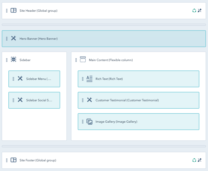 Design Manager interface with modules highlighted Design Manager interface with modules highlighted