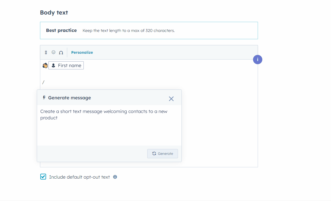 sms marketing: gif of hubspot marketing tools drafting personalized sms messages