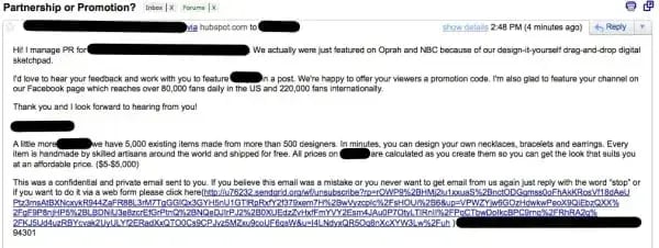 marketing email mistakes long unsubscribe link